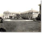 Front garden and façade of Mt. Ada, the home of William Wrigley, Jr., 1930s