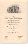 Inside of invitation to opening of the Casino on May 29, 1929 containing an engraving of the Casino.