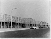 Apartment building under construction in Lakewood, late 1950s