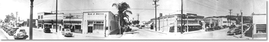 Panoramic view of downtown La Puente, c, 1940s