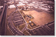 Aerial view of Workman-Temple Homestead, c, 1981