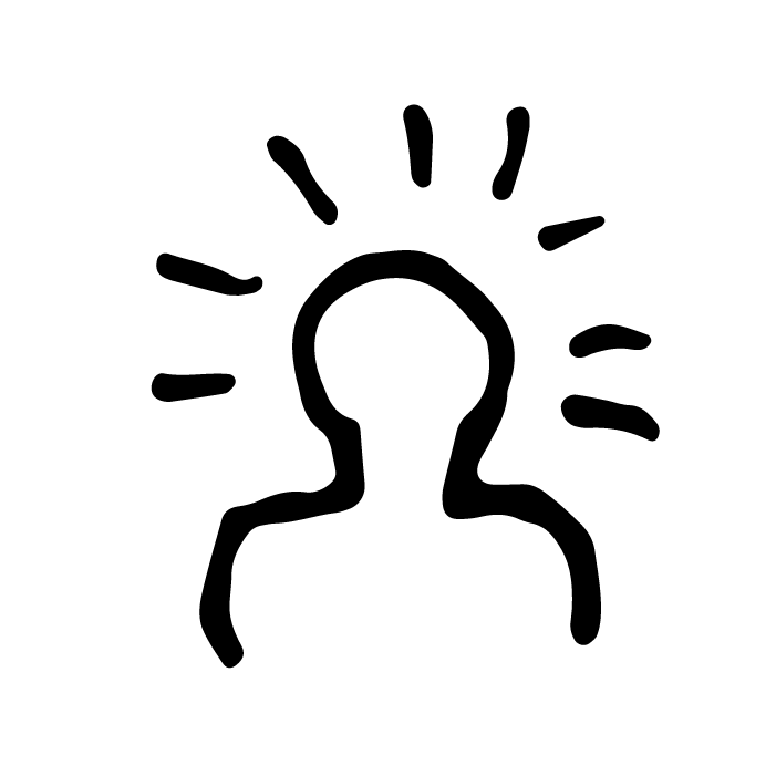 Person icon with lines coming from the head